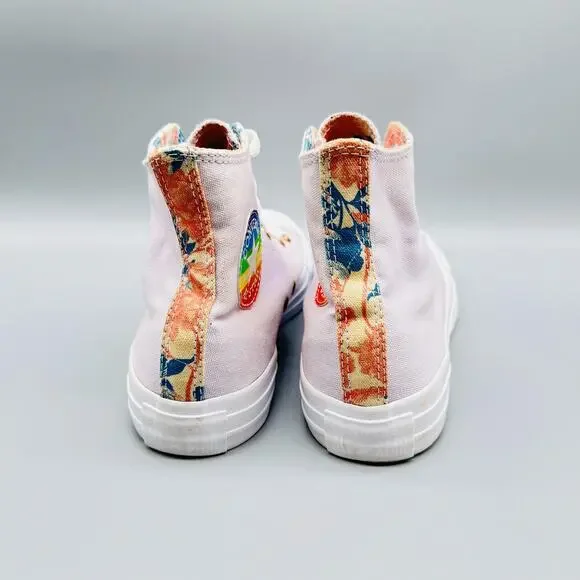 Converse Shoes Womens 8 Purple High Top Chuck Taylor Floral Pride Canvas